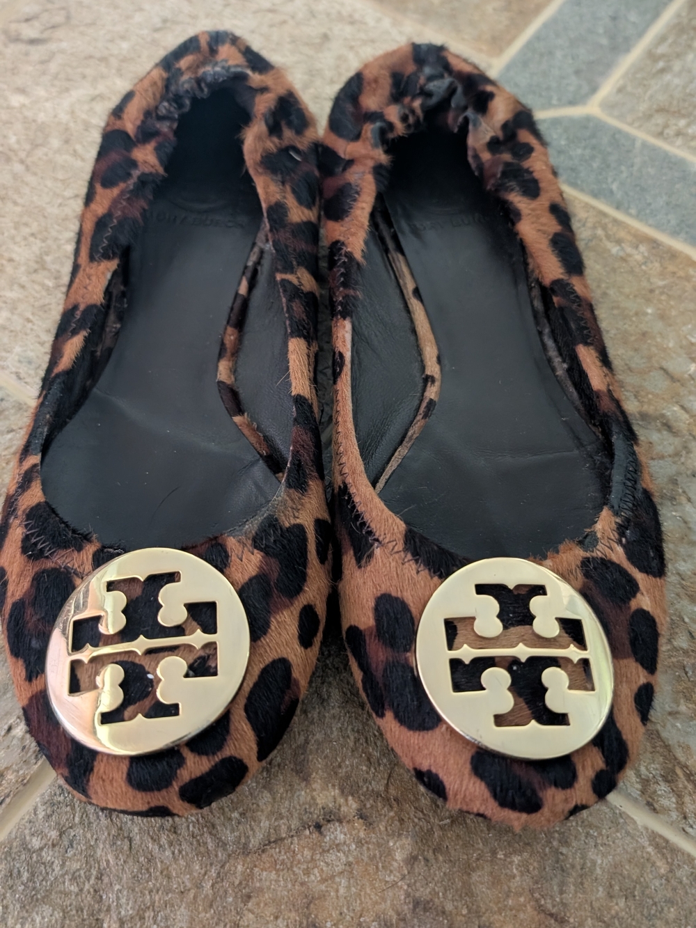 Tory Burch Leopard Pony-Hair Flats with Gold Logo Discs - Picture 10 of 10